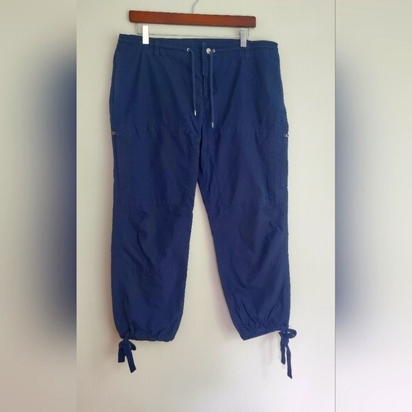 Lauren Ralph Lauren cargo cotton/nylon navy blue adjustable capris size 14 - Picture 2 of 7